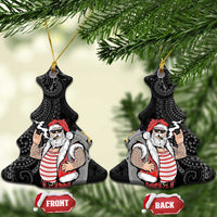 Hawaii Aloha Santa Claus Funny Polynesian Tattoo Ceramic Ornament Black Color LT03 Christmas Tree Black - Polynesian Pride