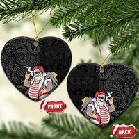 Hawaii Aloha Santa Claus Funny Polynesian Tattoo Ceramic Ornament Black Color LT03 Heart Black - Polynesian Pride