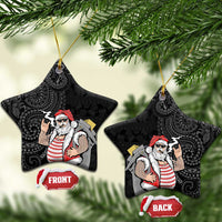 Hawaii Aloha Santa Claus Funny Polynesian Tattoo Ceramic Ornament Black Color LT03 Star Black - Polynesian Pride