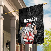 Hawaii Aloha Santa Claus Funny Polynesian Tattoo Garden Flag Black Color LT03 House Flag Black - Polynesian Pride