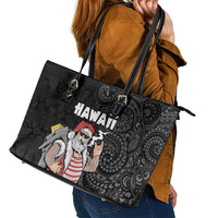 Hawaii Aloha Santa Claus Funny Polynesian Tattoo Leather Tote Bag Black Color LT03 - Polynesian Pride