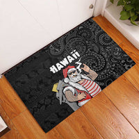 Hawaii Aloha Santa Claus Funny Polynesian Tattoo Rubber Doormat Black Color LT03 - Polynesian Pride