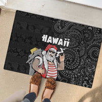 Hawaii Aloha Santa Claus Funny Polynesian Tattoo Rubber Doormat Black Color LT03 - Polynesian Pride