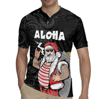 Hawaii Aloha Santa Claus Funny Polynesian Tattoo Rugby Jersey Black Color LT03 - Polynesian Pride