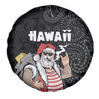 Hawaii Aloha Santa Claus Funny Polynesian Tattoo Spare Tire Cover Black Color LT03 - Polynesian Pride