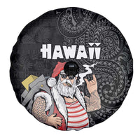 Hawaii Aloha Santa Claus Funny Polynesian Tattoo Spare Tire Cover Black Color LT03 - Polynesian Pride