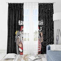 Hawaii Aloha Santa Claus Funny Polynesian Tattoo Window Curtain Black Color LT03 - Polynesian Pride