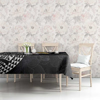 Hawaiian Hibiscus and Plumeria Polynesian Tribal Tattoo Tablecloth Black Color LT03 - Polynesian Pride