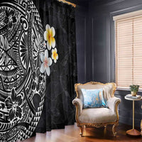 Hawaiian Hibiscus and Plumeria Polynesian Tribal Tattoo Window Curtain Black Color LT03 - Polynesian Pride