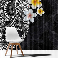 Hawaiian Hibiscus and Plumeria Polynesian Tribal Tattoo Window Curtain Black Color LT03 - Polynesian Pride