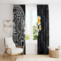 Hawaiian Hibiscus and Plumeria Polynesian Tribal Tattoo Window Curtain Black Color LT03 - Polynesian Pride
