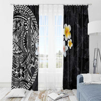 Hawaiian Hibiscus and Plumeria Polynesian Tribal Tattoo Window Curtain Black Color LT03 - Polynesian Pride
