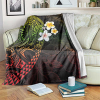 Hawaiian Hibiscus and Plumeria Polynesian Tribal Tattoo Blanket Reggae Color LT03 Reggae - Polynesian Pride