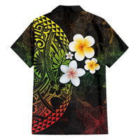Hawaiian Hibiscus and Plumeria Polynesian Tribal Tattoo Family Matching Tank Maxi Dress and Hawaiian Shirt Reggae Color