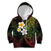 Hawaiian Hibiscus and Plumeria Polynesian Tribal Tattoo Kid Hoodie Reggae Color