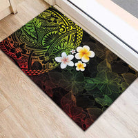 Hawaiian Hibiscus and Plumeria Polynesian Tribal Tattoo Rubber Doormat Reggae Color LT03 - Polynesian Pride