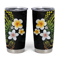 Hawaiian Hibiscus and Plumeria Polynesian Tribal Tattoo Tumbler Cup Reggae Color