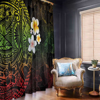 Hawaiian Hibiscus and Plumeria Polynesian Tribal Tattoo Window Curtain Reggae Color LT03 - Polynesian Pride