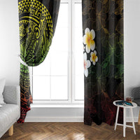 Hawaiian Hibiscus and Plumeria Polynesian Tribal Tattoo Window Curtain Reggae Color LT03 - Polynesian Pride