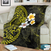 Hawaiian Hibiscus and Plumeria Polynesian Tribal Tattoo Blanket Yellow Color LT03 - Polynesian Pride