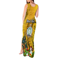 Personalised Niue Christmas Tank Maxi Dress Coat of Arms and Polynesian Tattoo Xmas Element Christmas Yellow Vibe LT03 - Polynesian Pride