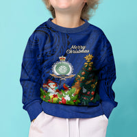Niue Christmas Kid Ugly Christmas Sweater Coat of Arms and Polynesian Tattoo Xmas Element Christmas Blue Vibe LT03 - Polynesian Pride