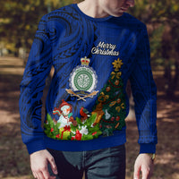 Niue Christmas Ugly Christmas Sweater Coat of Arms and Polynesian Tattoo Xmas Element Christmas Blue Vibe LT03 - Polynesian Pride