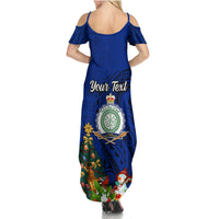 Personalised Niue Christmas Family Matching Summer Maxi Dress and Hawaiian Shirt Coat of Arms and Polynesian Tattoo Xmas Element Christmas Blue Vibe LT03 - Polynesian Pride