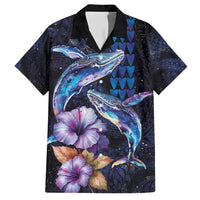 Hawaiian Whales Love Couple Hawaiian Shirt Hibiscus and Kakau Art Tattoo Night Sky Vibe