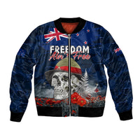 New Zealand ANZAC Day Bomber Jacket Freedom Ain't Free LT05 Unisex Blue - Polynesian Pride