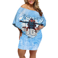 New Zealand Sky Diving Off Shoulder Short Dress Lets Get High LT05 Women Blue - Polynesian Pride