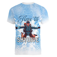 New Zealand Sky Diving Women V-Neck T-Shirt Lets Get High