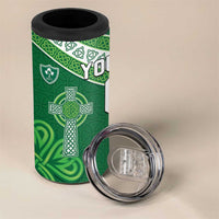 New Zealand And Ireland Rugby Custom 4 in 1 Can Cooler Tumbler Maori Tiki With Shamrock