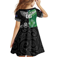 New Zealand And Ireland Rugby Custom Family Matching Off Shoulder Maxi Dress and Hawaiian Shirt Maori Tiki With Shamrock
