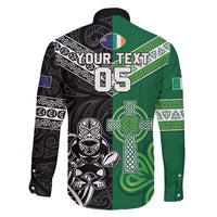 New Zealand And Ireland Rugby Custom Family Matching Summer Maxi Dress and Hawaiian Shirt Maori Tiki With Shamrock