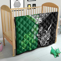 New Zealand And Ireland Rugby Custom Quilt Maori Tiki With Shamrock