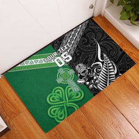 New Zealand And Ireland Rugby Custom Rubber Doormat Maori Tiki With Shamrock