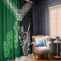 New Zealand And Ireland Rugby Custom Window Curtain Maori Tiki With Shamrock