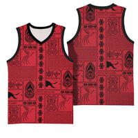 Papua New Guinea Heritage Motif Basketball Jersey Red Version LT05 - Polynesian Pride