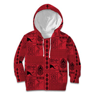 Papua New Guinea Heritage Motif Kid Hoodie Red Version LT05 Hoodie Red - Polynesian Pride