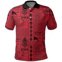 Papua New Guinea Heritage Motif Polo Shirt Red Version LT05 Red - Polynesian Pride