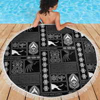 Papua New Guinea Heritage Motif Beach Blanket Black Version LT05 - Polynesian Pride