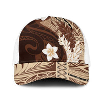 Samoa Teuila 2025 Baseball Net Cap Samoan Siapo Pattern Brown Version LT05 One Size White Brown - Polynesian Pride