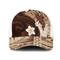 Samoa Teuila 2025 Mesh Trucker Cap Samoan Siapo Pattern Brown Version LT05 One Size White Brown - Polynesian Pride
