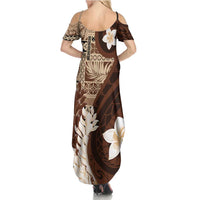 Samoa Teuila 2024 Summer Maxi Dress Samoan Siapo Pattern Brown Version