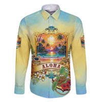 Aloha Hawaii Turtle Family Matching Long Sleeve Bodycon Dress and Hawaiian Shirt Retro Style - Polynesian Pride
