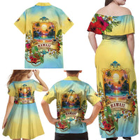Aloha Hawaii Turtle Family Matching Off Shoulder Maxi Dress and Hawaiian Shirt Retro Style LT05 - Polynesian Pride