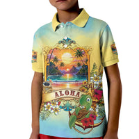 Aloha Hawaii Turtle Kid Polo Shirt Retro Style - Polynesian Pride