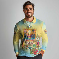 Aloha Hawaii Turtle Long Sleeve Polo Shirt Retro Style LT05 - Polynesian Pride