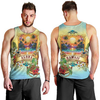 Aloha Hawaii Turtle Men Tank Top Retro Style LT05 - Polynesian Pride